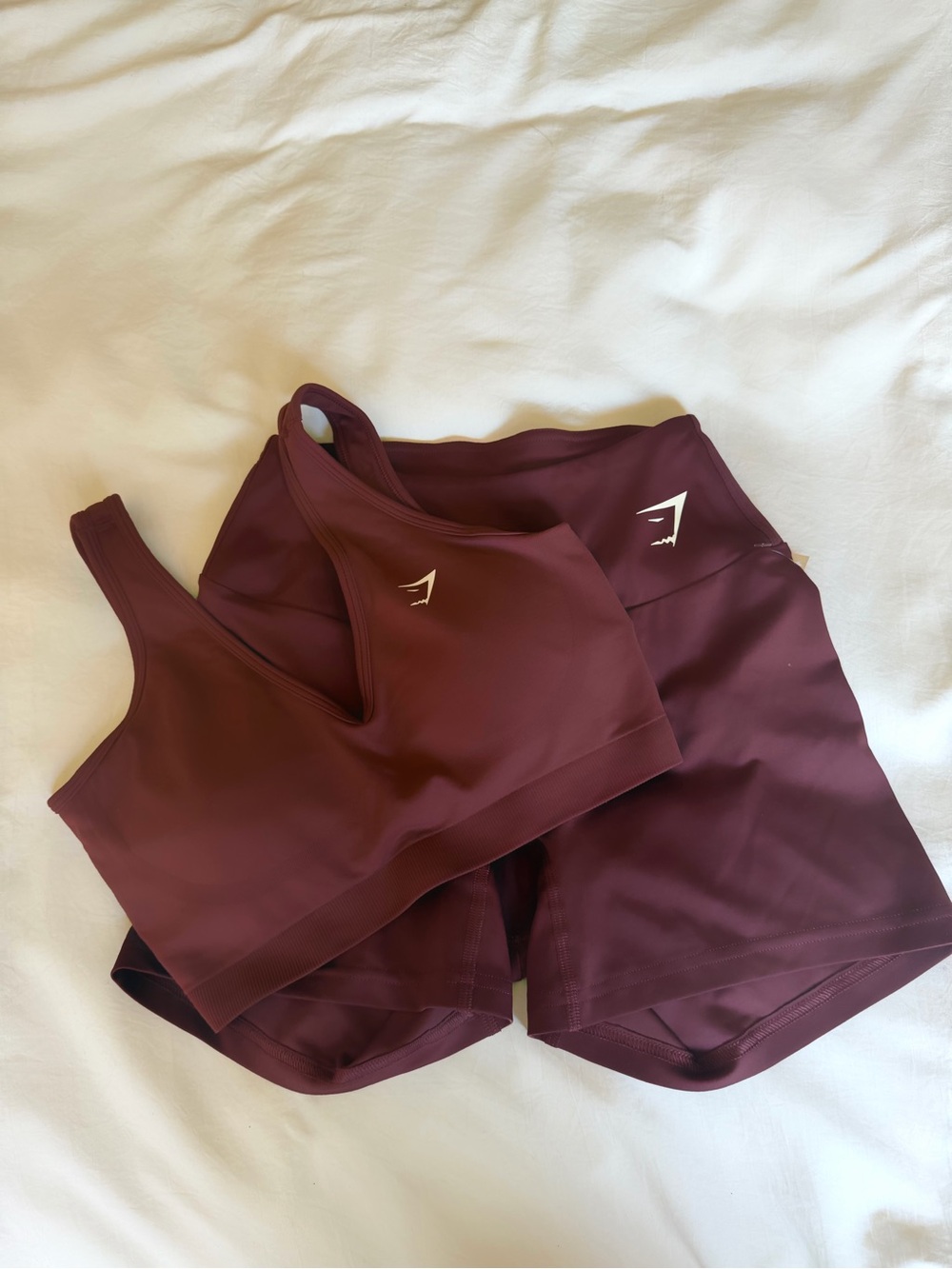 Gymshark Burgundy Seamless Sports Bra and Shorts Set